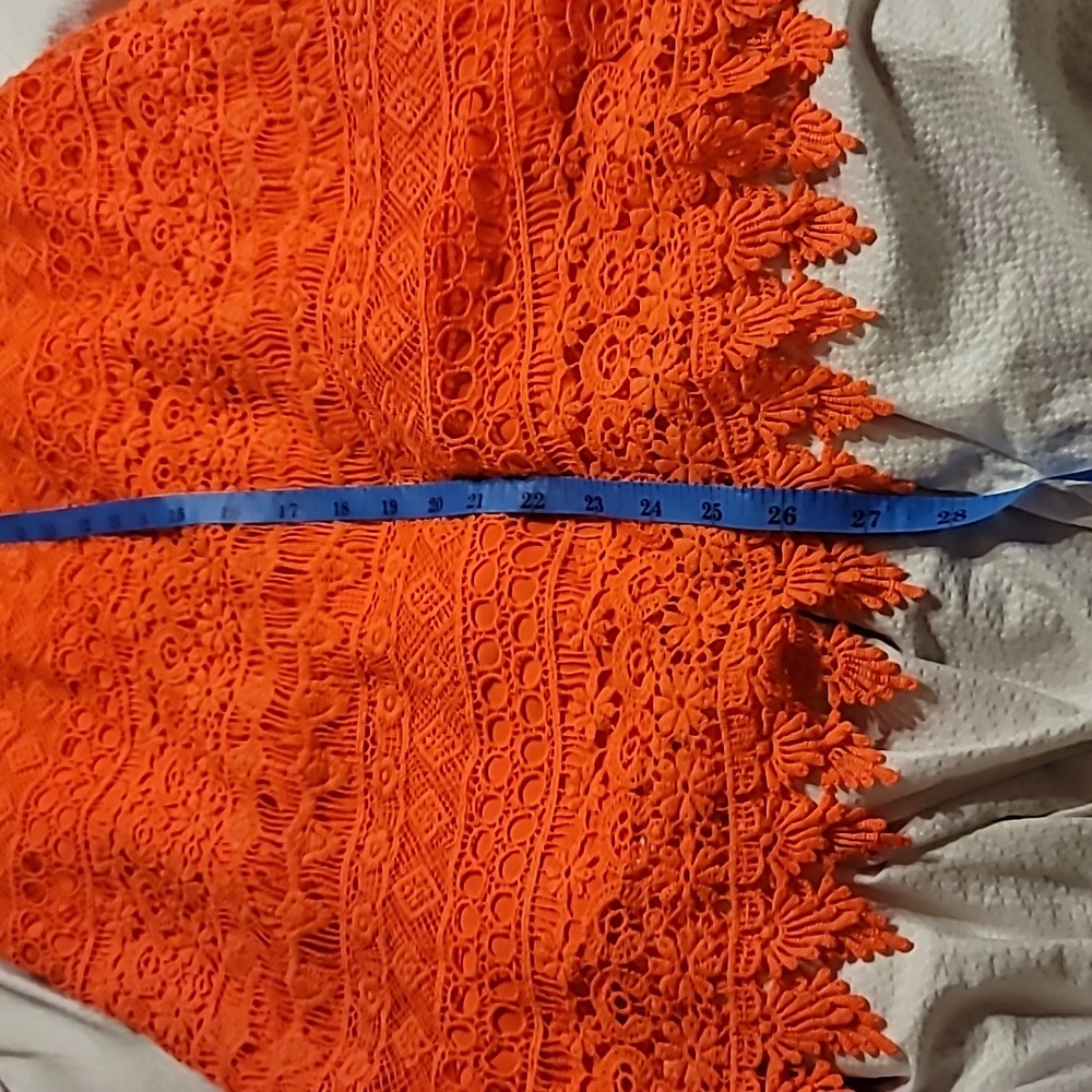 MACRAME boho y2k neon tangerine pull on detail hem dress - Picture 9 of 10